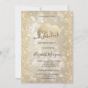 Gold Sparkle Diamonds Bokeh 60th Birthday   Invitation
