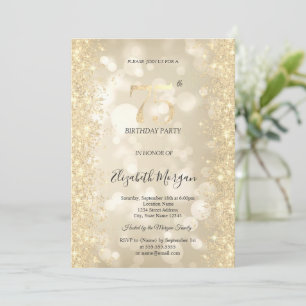 Gold Sparkle Diamonds Bokeh 75th Birthday Invitation