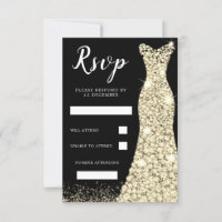 Gold Sparkle Dress Birthday Party Bridal Black