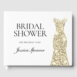 Gold Sparkle Dress Bridal Shower Guest Book