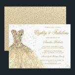 Gold Sparkle Dress Womans 80th Birthday Party Invitation<br><div class="desc">Gold Sparkle Dress Womans 80th Birthday Party Invitation
See matching set in store</div>
