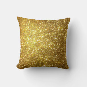 Gold Sparkle Elegant Pretty Holiday Glitter Cushion