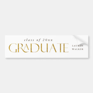 gold sparkle elegant script graduate bumper sticke sticker