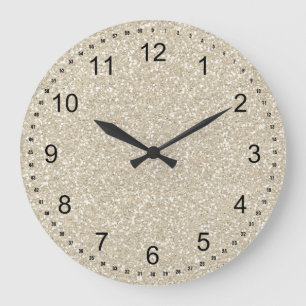 Gold Sparkle Faux Glitter Large Clock