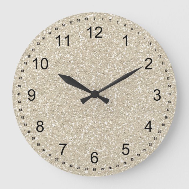 Gold Sparkle Faux Glitter Large Clock (Front)