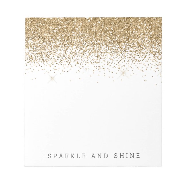 Gold Sparkle Faux Glitter Notepad (Front)