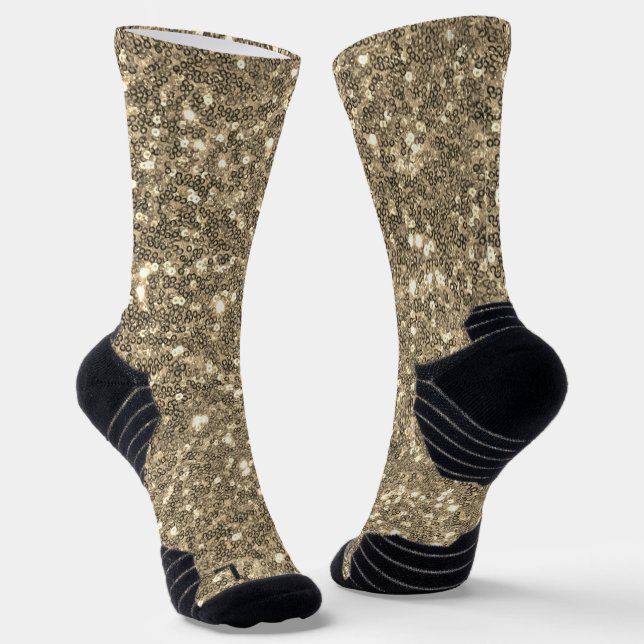 Gold Sparkle Faux Glitter Socks (Angled)