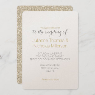 Gold Sparkle Faux Glitter Wedding Invitation