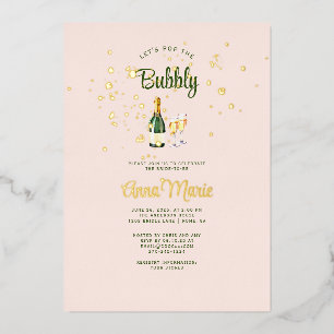 Gold Sparkle Feminine Brunch Bubbly Bridal Shower