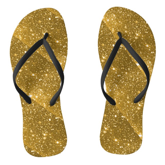 Gold Sparkle Flip Flops (Footbed)
