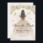 Gold Sparkle Floral Princess Quinceañera Birthday Save The Date<br><div class="desc">Light Gold Glitter Sparkle Floral Butterfly Princess Quinceañera Birthday</div>