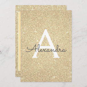 Gold Sparkle Glitter Baptism Invitation