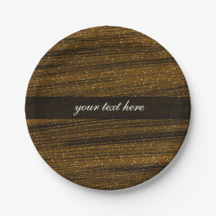 Gold Sparkle Glitter & Black Chic Party Plates