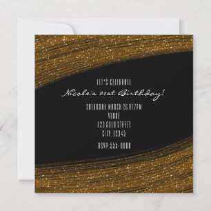 Gold Sparkle Glitter & Black Party Invitations