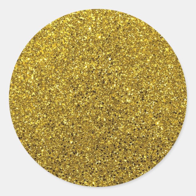 Gold Sparkle Glitter Classic Round Sticker (Front)