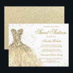Gold Sparkle Glitter Dress Sweet 16 Birthday Invitation<br><div class="desc">Golden Sparkle Glitter Dress Sweet 16 Birthday Invitation
See matching set in store</div>
