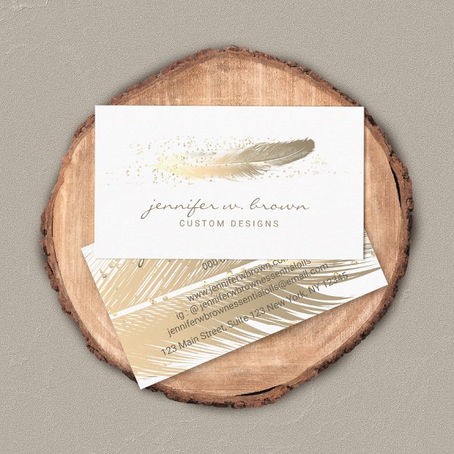 Gold Sparkle Glitter Feather Design for Events and Business Card (Creator Uploaded)