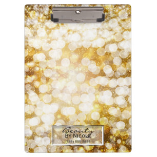 Gold Sparkle Glitter Lights Chic Glam Personalised Clipboard