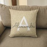 Gold Sparkle Glitter Monogram Name & Initial Cushion<br><div class="desc">Luxury Bling Gold Sparkle Glitter Monogram Name and Initial Pillow. The pillow makes the perfect gift for someone decorating her room in gold.</div>