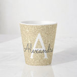 Gold Sparkle Glitter Monogram Name & Initial Latte Mug<br><div class="desc">Luxury Gold Sparkle Glitter Girly Chic Monogram Name and Initial Latte Coffee or Tea Mug. The monogrammed mug makes the perfect Bridal Shower,  Bachelorette Party,  Sweet 16 Birthday or Christmas gift for someone who loves rose gold.</div>