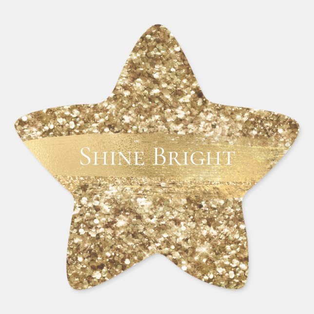 Gold Sparkle Glitter   Star Sticker (Front)