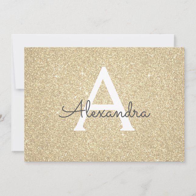 Gold Sparkle Glitter Sweet 16 Save the Date (Front)