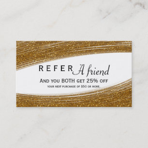 Gold Sparkle Glitter & White Chic Client Card