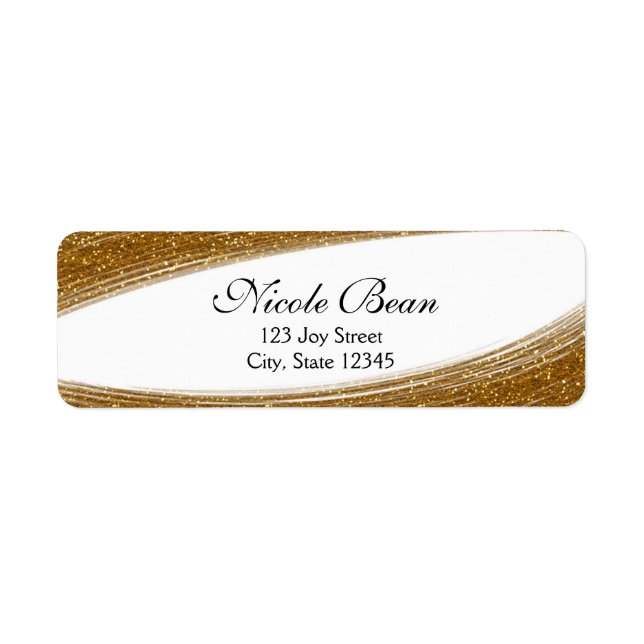 Gold Sparkle Glitter & White Custom Address Labels (Front)