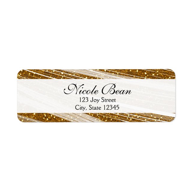 Gold Sparkle Glitter & White Custom Address Labels (Front)