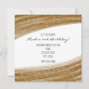 Gold Sparkle Glitter & White Party Invitations