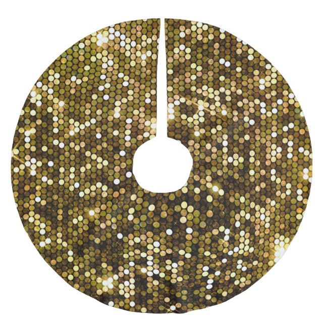 Gold sparkle: glittering background. brushed polyester tree skirt (Front)