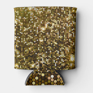 Gold sparkle: glittering background. can cooler