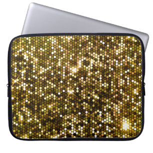 Gold sparkle: glittering background. laptop sleeve
