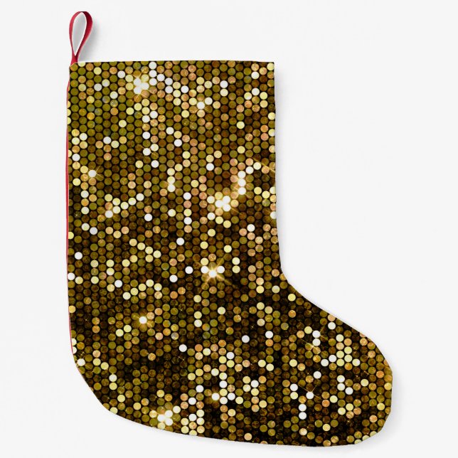 Gold sparkle: glittering background. small christmas stocking (Front)