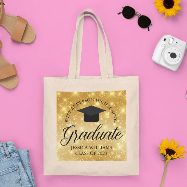 Gold Sparkle Graduate Chic 2026 Custom Graduation Tote Bag (Creator Uploaded)