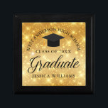 Gold Sparkle Graduate Custom Chic 2025 Graduation Gift Box<br><div class="desc">Elegant faux gold sparkle graduation gift box for a high school or college graduate with your custom school name and class in the centre. Personalise this chic,  modern graduation present.</div>