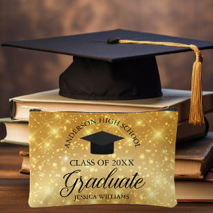 Gold Sparkle Graduate Custom Graduation Gift Accessory Pouch