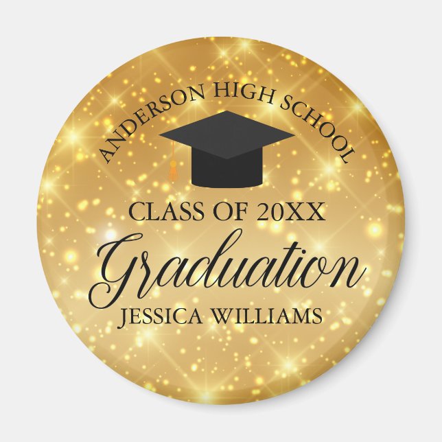 Gold Sparkle Graduation Chic Custom 2024 Keepsake Magnet (Front)