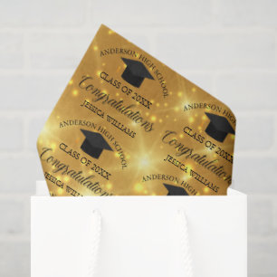 Gold Sparkle Graduation Elegant Custom Graduate Tissue Paper