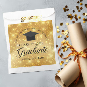 Gold Sparkle Graduation Party Chic Custom Favour Bag
