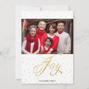Gold Sparkle Joy Christmas Family Photo Cards