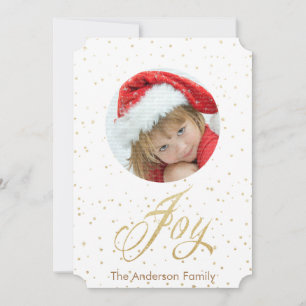 Gold Sparkle Joy Christmas Photo Cards