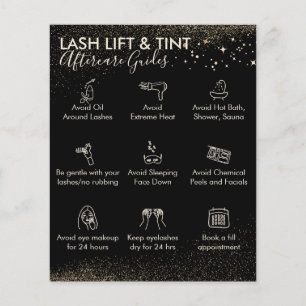 Gold Sparkle Lash Lift Tint aftercare Budget Flyer
