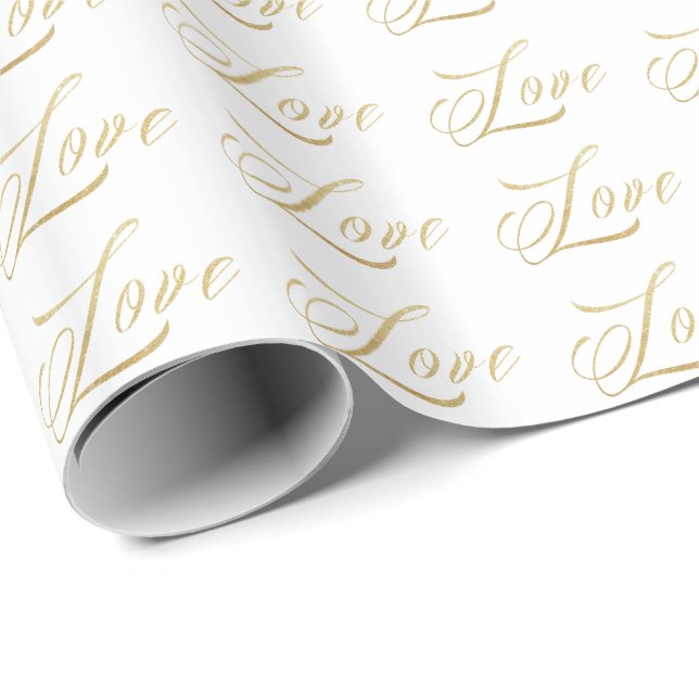 Gold Sparkle Love Gift Wrap (Roll Corner)