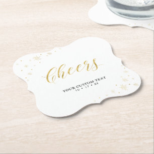 Gold Sparkle Modern Adult Birthday Party Paper Coaster