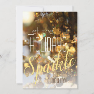 Gold Sparkle Modern Classic Photo Holiday Card