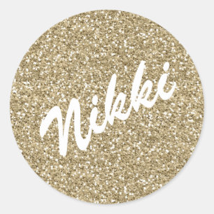 Gold Sparkle Name Sticker