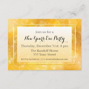 Gold Sparkle New Year's Eve Party Invitations