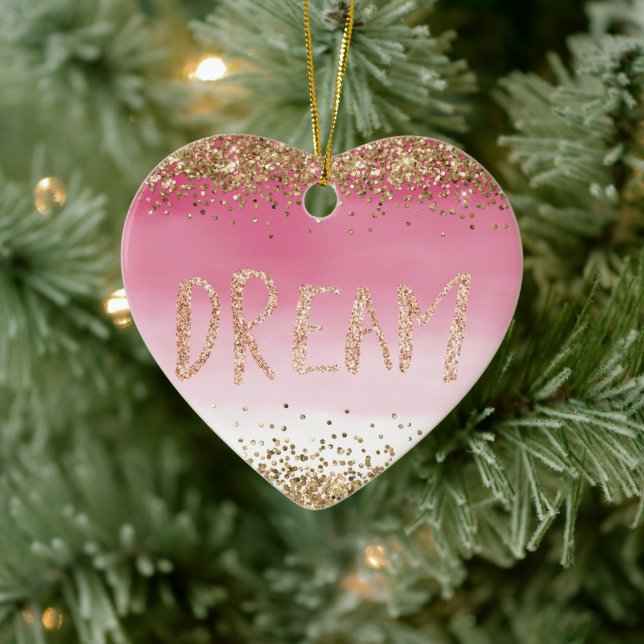 Gold Sparkle Pink Ombre Glitter Dream       Ceramic Ornament (Tree)