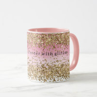 Gold Sparkle Pink Ombre Glitter Quote